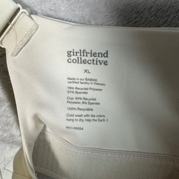 NWT‎ Girlfriend Collective Simone High Support Sports Bra XL Cream Recycled - Picture 2 of 8